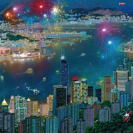 Puzzle 1000 Fireworks over Hong Kong